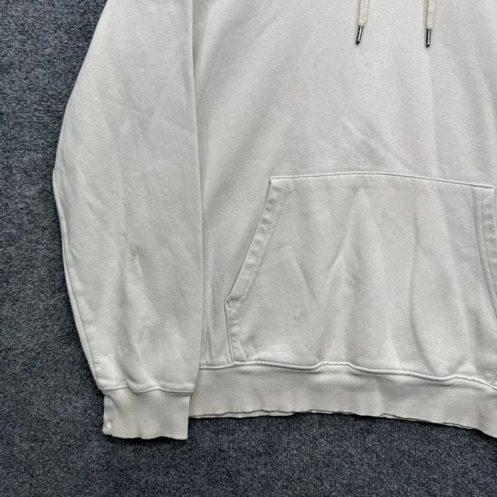 The North Face Mens Large Off White Long Sleeve Box Logo Hoodie Fleece Outdoor